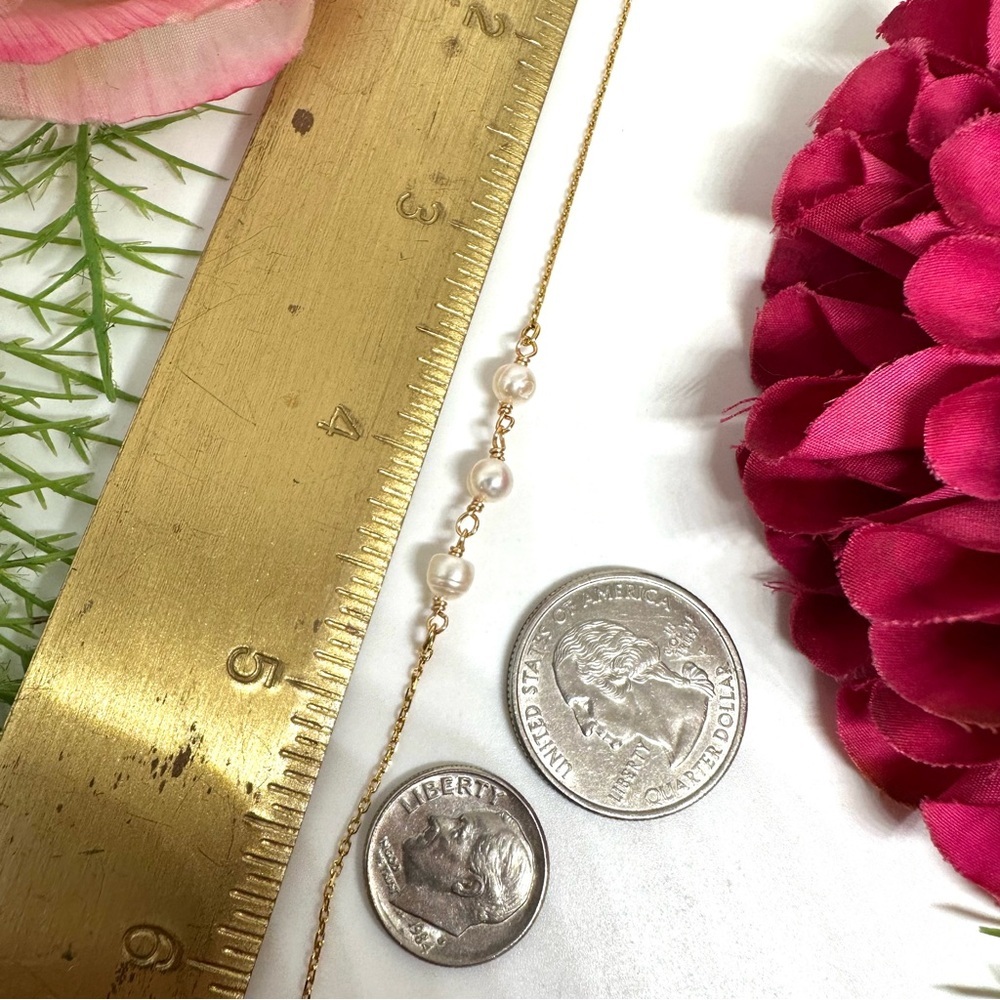 NEW⚜️Freshwater Pearl Dainty Gold Filled Chain Bracelet - Picture 7 of 7